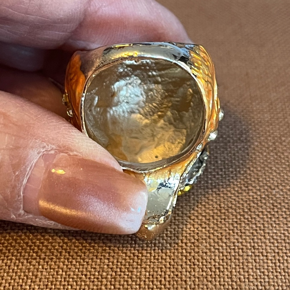 Rhinestone Encrusted Eagle Statement Ring, Sz 8 1… - image 8